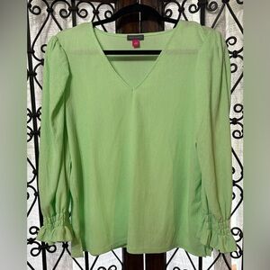 Vince Camuto Light Green V-Neck Blouse